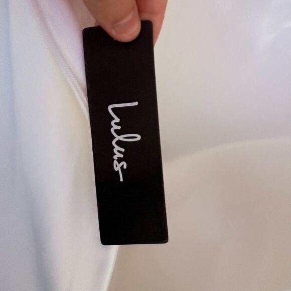 Lulus White Rooftop Bar Long Sleeve Wrap Mini Skort Romper Belted V Neck Bridal - Picture 11 of 13